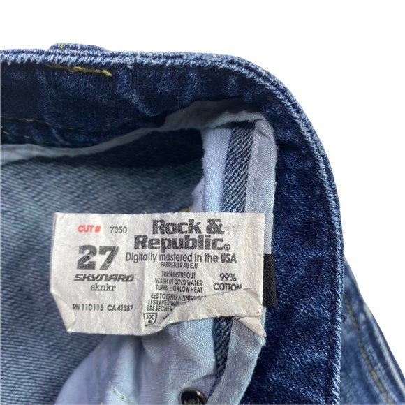 Rock & Republic Jeans Skynard Flare Leg Womens Size 27 Medium Wash Low Rise - Picture 6 of 8